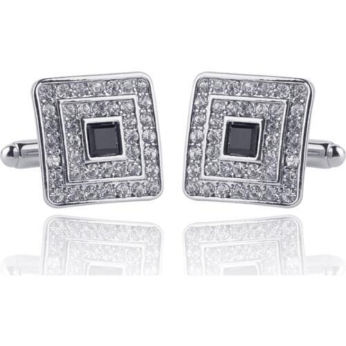 High Quality Fashion Luxury Rhinestone Square Charm Enamel Cufflinks Classic Mens French Shirt Business Cuff Links Button Gifts