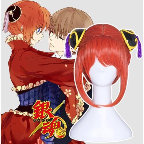 Japanese Anime GINTAMA Cosplay Wig Kagura Cosplay Wig Synthetic wig Short Orange straight Cosplay Hair Girls Wig Party carnival