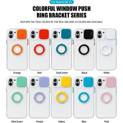 Ring Holder Push-pull Camera Lens Protection Shell For Xiaomi Mi 11i 11 i 11 Pro 11Pro 5G 2021 Transparent Soft Case Cover