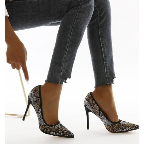 New Rhinestone Sandals 10 Cm High Heel Women Pumps Shoes Size 35-42