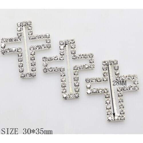 ZMASEY New Metal Buckles 30*35mm 5Pcs/lot Sewing Rhinestones Cross Buckle DIY Ribbon Decoration Handwork Invitation Accessories