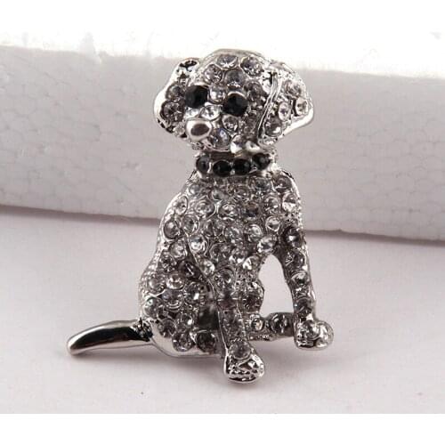 Free shipping Women Rhodium Metal crystal Fashion Women rhinestone dog alloy animal Lady Brooch