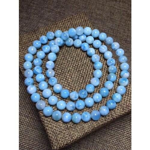 7mm Larimar Gemstone Cabochon Atlantis Stone Blue Pectolite Gemstone Bracelet