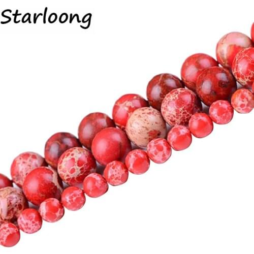 Red Imperial pine howlite beads emperor Natural Stone Top quality Round Loose ball 4/6/8/10/12MM Jewelry bracelet handmade DIY