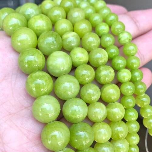 Natural Lemon Jade Green Stone Beads 6/8/10mm Round Loose Spacer Beads For Diy Bracelet Necklace Jewelry Making Findings