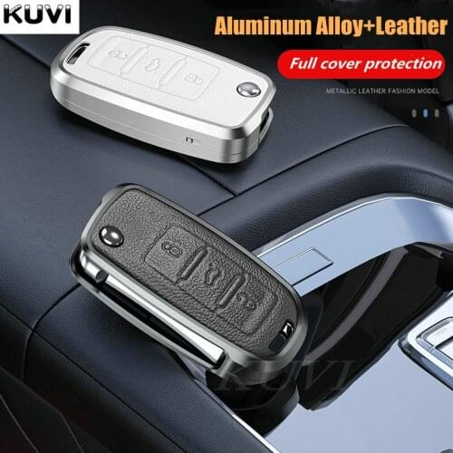 Alloy Leather Car Key Case Full Cover For VW Volkswagen Polo Golf Passat Beetle Caddy T5 Up Eos Tiguan SkodaA5 SEAT Leon Altea
