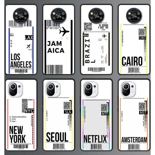 Phone Case for Xiaomi Mi Note 10 Lite 11 10T Pro 5G 9T Poco X3 NFC M3 Back Cover Mobile Bag World Travel Ticket Seoul new York