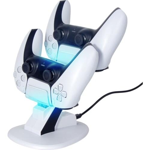 PS5 Controller Charger Double USB Fast Charging Docking Station Stand & LED Indicator For PS 5 Controllers Dual Charger Stand