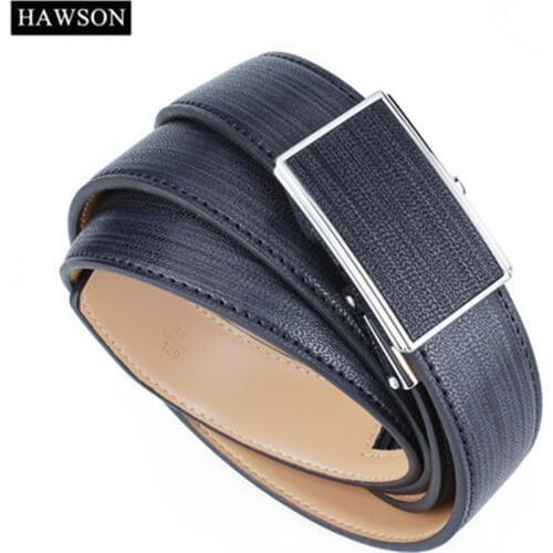 HAWSON Automatic Buckle Belt Leather Genuine Men Leather Belt Black Business 1.14" Wide Strap Mens Dress Belt 100-130 cm