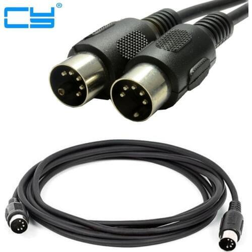 MIDI Cable Male to Male 5 Pin DIN Plug Black 1m