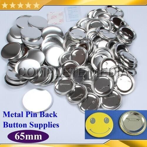 100 Sets 2-1/2" 65mm Pin Back Metal Pinback Button Supply Materials for Professional All Steel Badge Button Maker