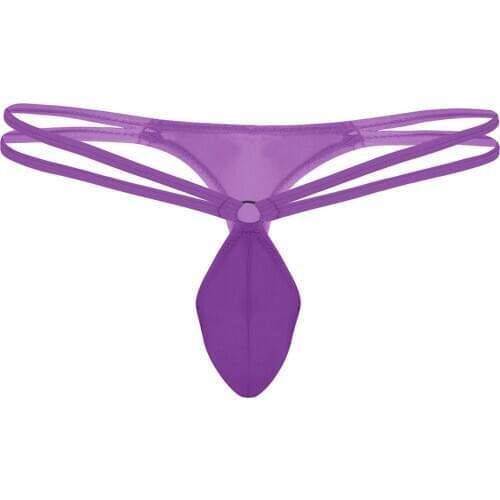 Mens Lingerie Panties Low Rise Mini Coverage G-string Thong Briefs Underpants Double Waist Straps Bulge Pouch Underwear Bottoms