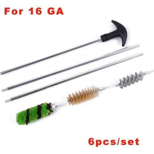 16 Gauge Gun Tools Set Rifle Cleaning Kit 6pcs/Set Aluminum Rod Brush Hunting Cleaner Gun Accessories Clean Tools