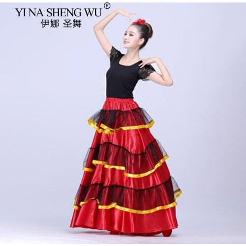 New Spanish Flamenco Big Skirts Women Belly Dance Costumes Gypsy Skirt Ladies Ballroom Dancing Dress Stage Performance Clothing