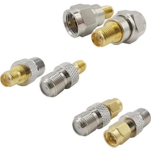 6PCS F Type to SMA Plug Jack Connector F Male Female to SMA Male Female RF Coaxial Coax Adapter for Wi-Fi Radio External Antenna