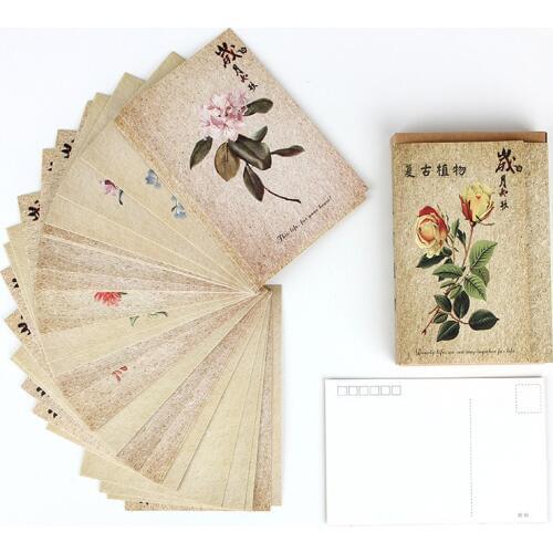 30 Pcs/Set Retro Plant series Postcard/Greeting Card/Message Card/Birthday Letter Envelope Gift Card Two sizes