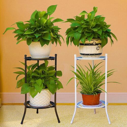 Plant Stand Support for Flowers 2 Holder Metal Flower Stand Flower Display Shelf Garden Patio Indoor Outdoor Flower Pot Stand
