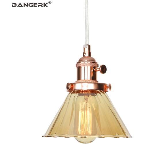 Industrial Retro Adjust LED Pendant Light Iron Switch Glass Antique Hanging Lamp Loft Decor Dining Room Home Lighting Fixtures