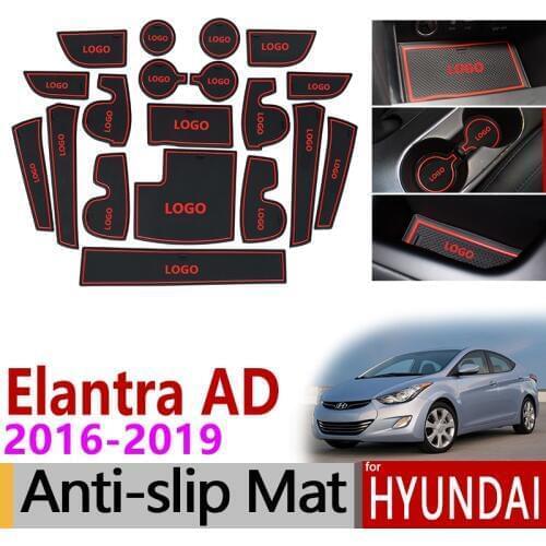 Anti-Slip Gate Slot Mat Rubber Coaster for Hyundai Elantra 2016 2017 2018 2019 AD Avante Super Elantra Sport Accessories Sticker