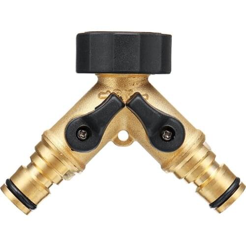 Garden Hose Splitter 3/4" 2 Way Hose Connector Y Splitter Brass Garden Hose Adapter With 2 Valve