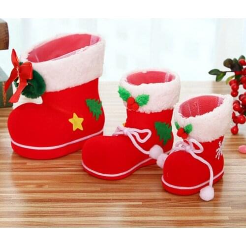 Xmas Candy Boot Christmas Decorations / Ornaments Gifts Stockings Snacks Pen Container Package Bags For Christmas Tree