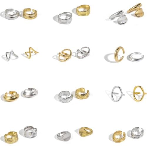 925 Sterling Silver Geometric Open Rings for Women Men Gold Silver French Female Finger Rings Jewelry 2021