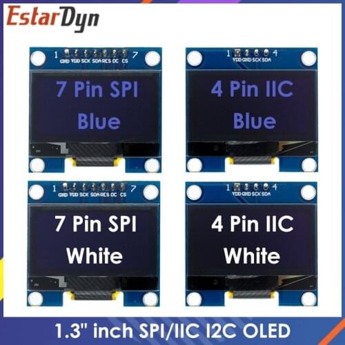 1.3" OLED Module 1.3 inch Display Module White/Blue 128X64SPI/IIC I2C Communicate Color 1.3 Inch OLED LCD LED Display Module