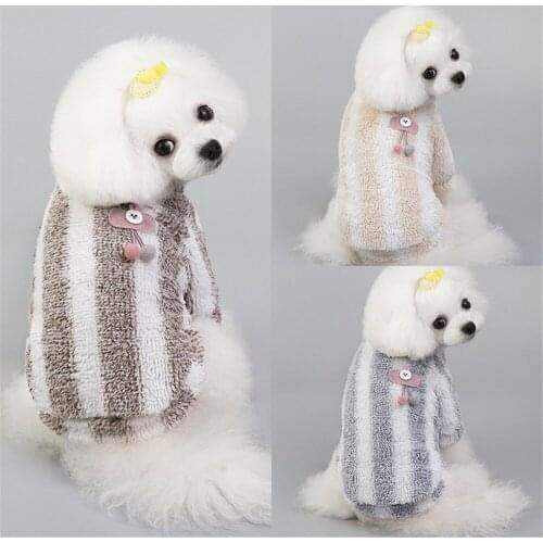 Warm Fleece Pet Dog Clothes Solid Color Pet Coat Puppy Dogs Shirt Jacket French Bulldog Pullover Bow-knot Dog Clothing