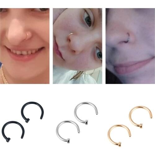 2pcs U Shaped Fake Nose Ring Hoop Septum Rings Stainless Steel Nose Piercing Fake Piercing 5 Black Gold Colors Pircing Jewelry