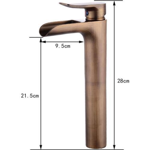 Vidric Antique Tall Basin Faucets Waterfall Bathroom Faucet Single handle Basin Mixer Tap Bath Antique Faucet Brass Sink Water C