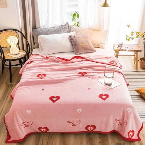 Heart High quality Thicken plush bedspread blanket 200x230cm High Density Super Soft Flannel Blanket for the sofa/Bed/Car