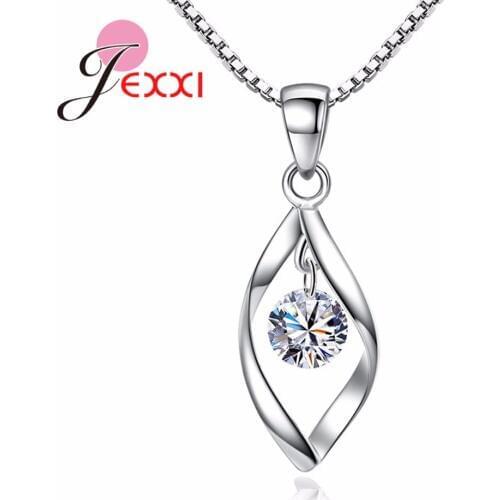 Lovely Austrian Crystal Rhinestone Pendant Necklaces 925 Sterling Silver Rotate the Love Style Choker Jewelry for Lady
