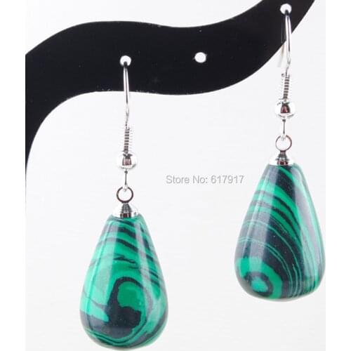 Women Drop Earrings Malachite Gem Stone Teardrop Bead Reiki Healing Earrings Bohemian Jewelry TR3156