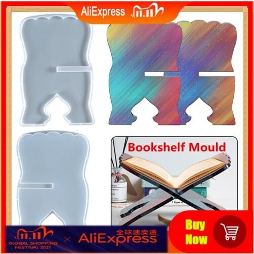 T84B Book Stand Silicone Mold Carved Eid Resin Quran Folding Book Stand Holder Muslim Prayer Book Organizer Bookshelf