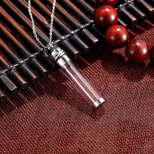 1PC Stainless Steel Glass Tube Pendant Jewelry Essential oil Necklace Perfume bottle Necklace For women