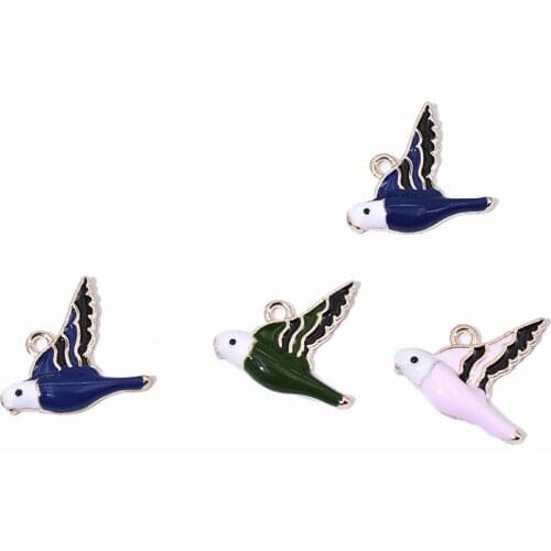 20pcs 17x19mm Enamel Cartoon Bird Charm For Jewelry Making Cute Earring Pendant Bracelet Necklace Charms Diy Jewelry Accessories