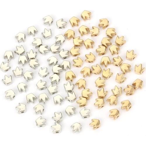 200/400pcs Acrylic Gold Silver Plated CCB Crown Shape Seed Loose Space Beads for Jewelry Making DIY Bracelet Necklaces 6x5mm