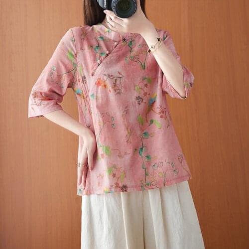 2021 chinese tops camisa hanfu mujer modern chinese style cheongsam blouse retro qipao shirt traditional clothing linen blouse