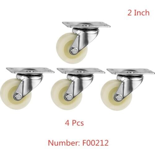 4 Pcs/Lot 2 Inch Fat Pp Caster Thickened Industrial Nylon Wheel Flat Wear-Resistant Furniture Universal