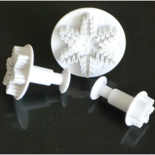 5Sets Cake Fondant Decoration Cake Cutter Snow Flake Snowflake Cutter Mold Fondant Cake Molds Tools Plunger Decorating Craft