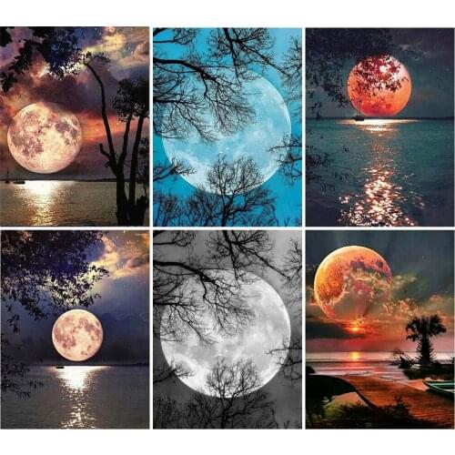 5D Diamond Painting Full Square Round Drill Moon Pictures Diamond Embroidery Scenic Cross Stitch Home Decoration