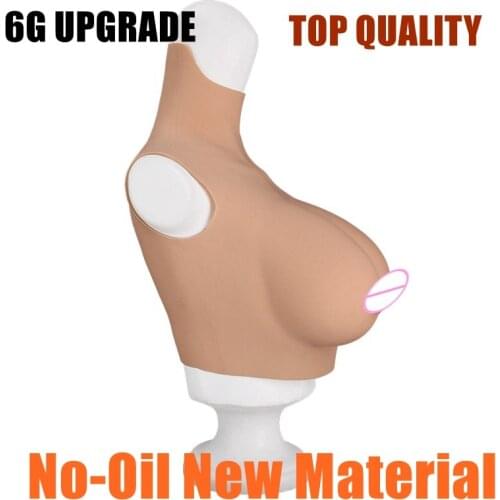 6G Upgrade New High Collar Neck Fake Artificial Boob Realistic Silicone Breast Forms Crossdresser Shemale Transgender Drag Queen
