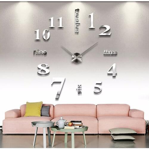3D Acrylic Mirror Wall Clock Modern Design Creative DIY Quartz Needle Wall Clocks Stickers For Home Living Room Decoration