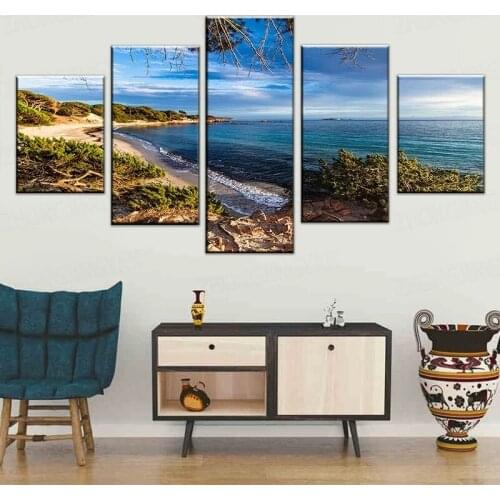 Diamond painting DIY 5 Pieces Coast Sea Waves Shrubs Nature Seascape Mosaic Art painting Square and round drills Cross stitch