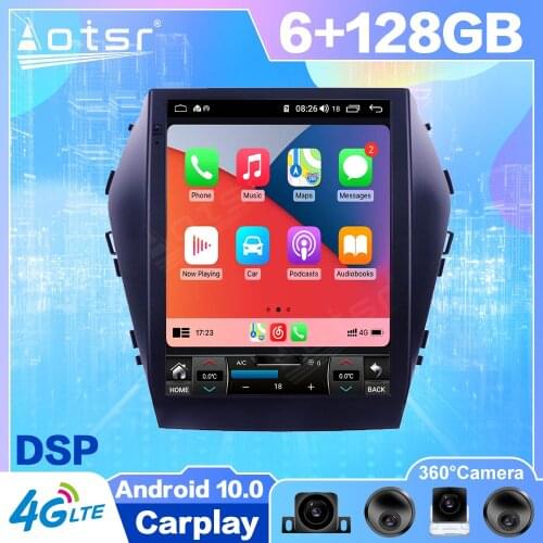 Android 10 Tesla For Hyundai Santa FE 2015 2016 Car GPS Navigation Auto Radio Stereo Carplay Multimedia Player HeadUnit No 2 din