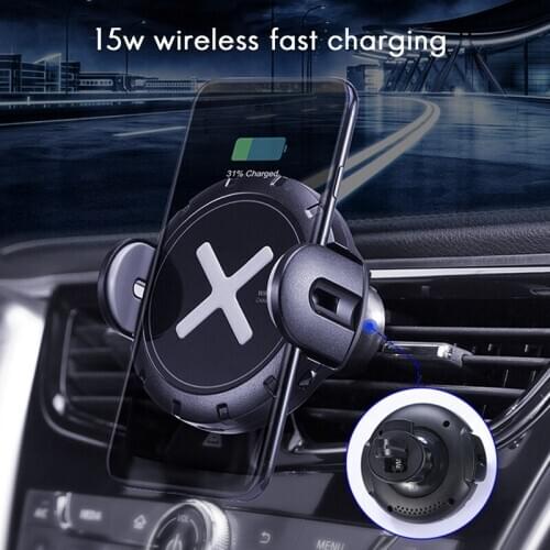 15W Qi Car Wireless Charger Dual Mode Intelligent Infrared Fast Wireless Charging Car Mount for Air Car Phone Holder