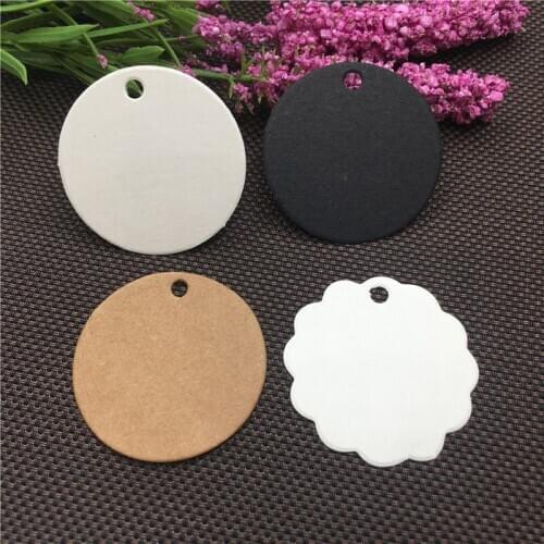 100Pcs/Lot DIY Brown and White Round Shaped Hanging Kraft Paper Tags Label Note Price Tag For Joyful Festival Holiday Gifts Bags