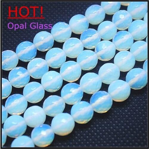 Faceted white opal beads glass beads charms jewelry beads findings and components size 4mm 6 mm 8mm 10mm 12mm