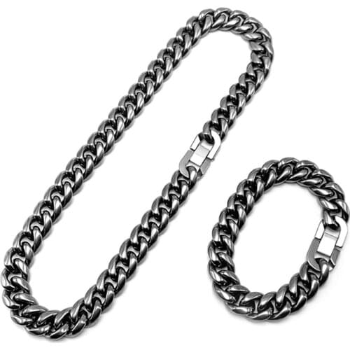 1.4cm Width Punk Titanium Alloy Chain Outdoor Light Weight Portable Accessories Titanium Chain Necklace Bracelet Ring