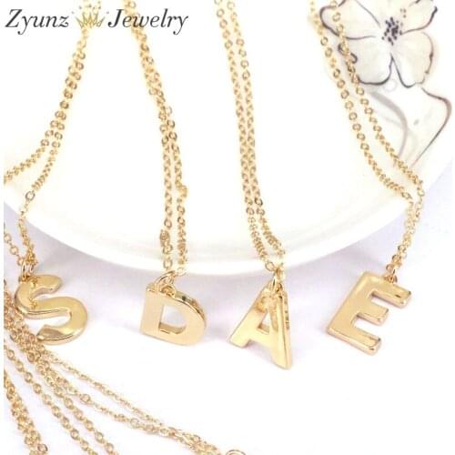 10PCS, Trendy 26 Letters Pendant Necklace For Women Men Alphabet Necklace 45cm Gold Link Chain Necklace